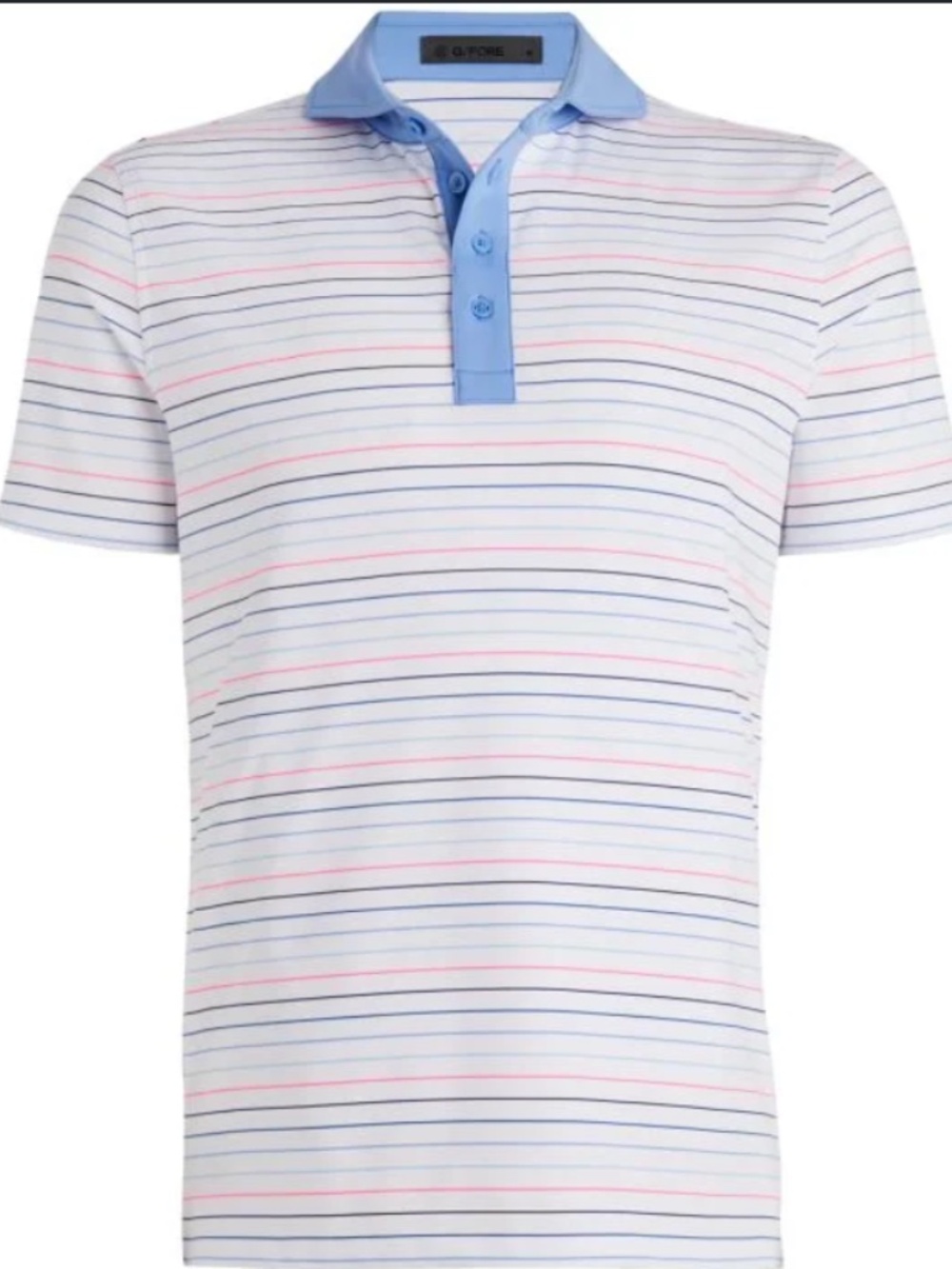 G/Fore Men's Medium Snow Multi Stripe Jersey Modern Spread Collar Polo MSRP $130